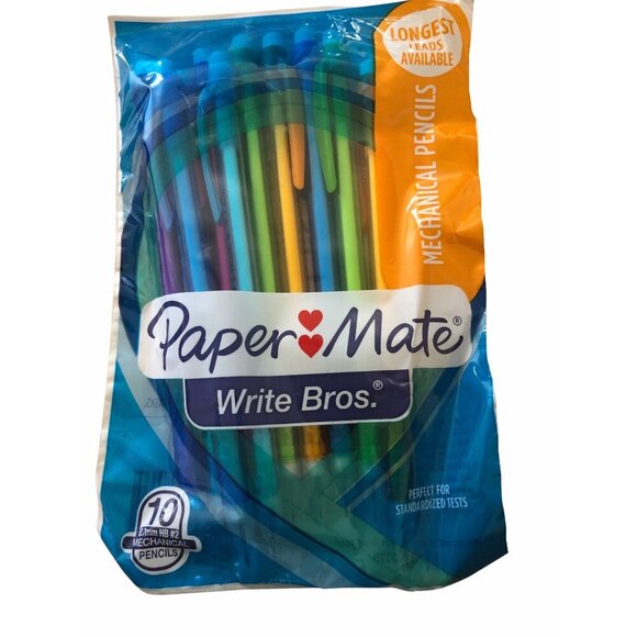 Paper Mate Write Bros Mechanical Pencils 0.7mm HB 2 Lead 10-Pack Assorted Colors - Picture 1 of 3